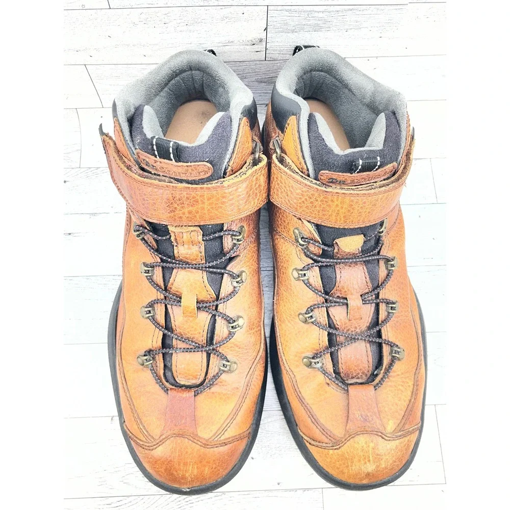 Dr Comfort Ranger 9420 Men Brown Leather Hiking Boots Hook Loop Strap 11M
